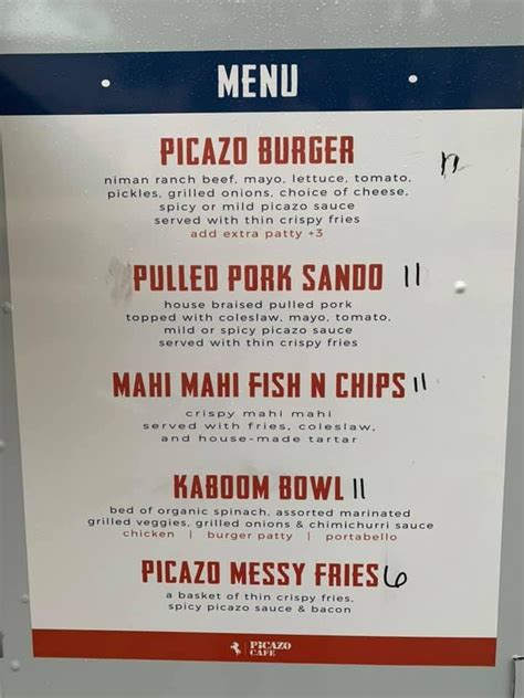 picazo sonoma menu.